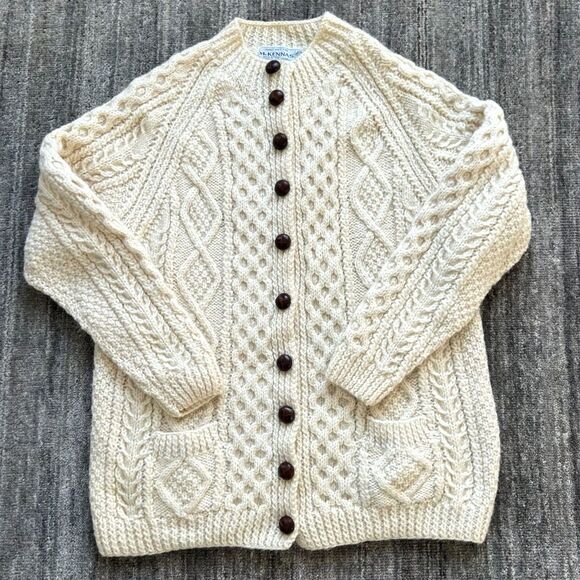 McKenna's Sweaters - Irish Fisherman Wool Cardigan Sweater, Hand Knit